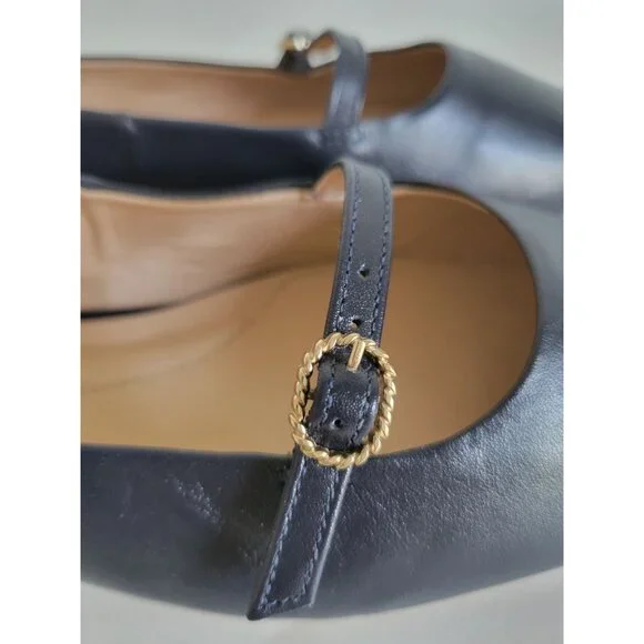 Talbots Womens Blue Mary Jane Nappa leather flats size 9.5 New Preppy Casual - Picture 3 of 7